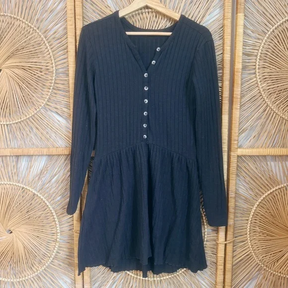 Billabong Black Ribbed Long Sleeve Dress SZ S - Picture 4 of 7